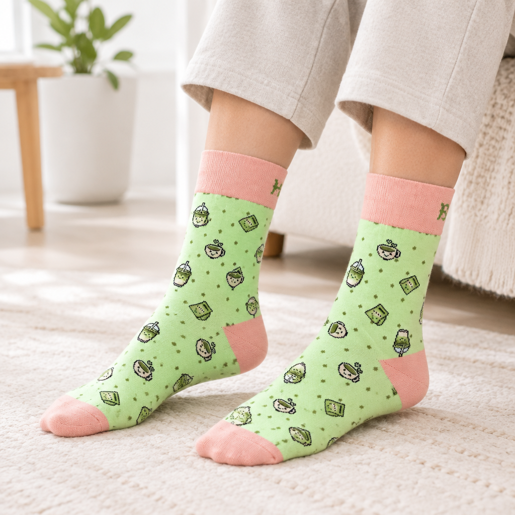Person wearing the matcha socks